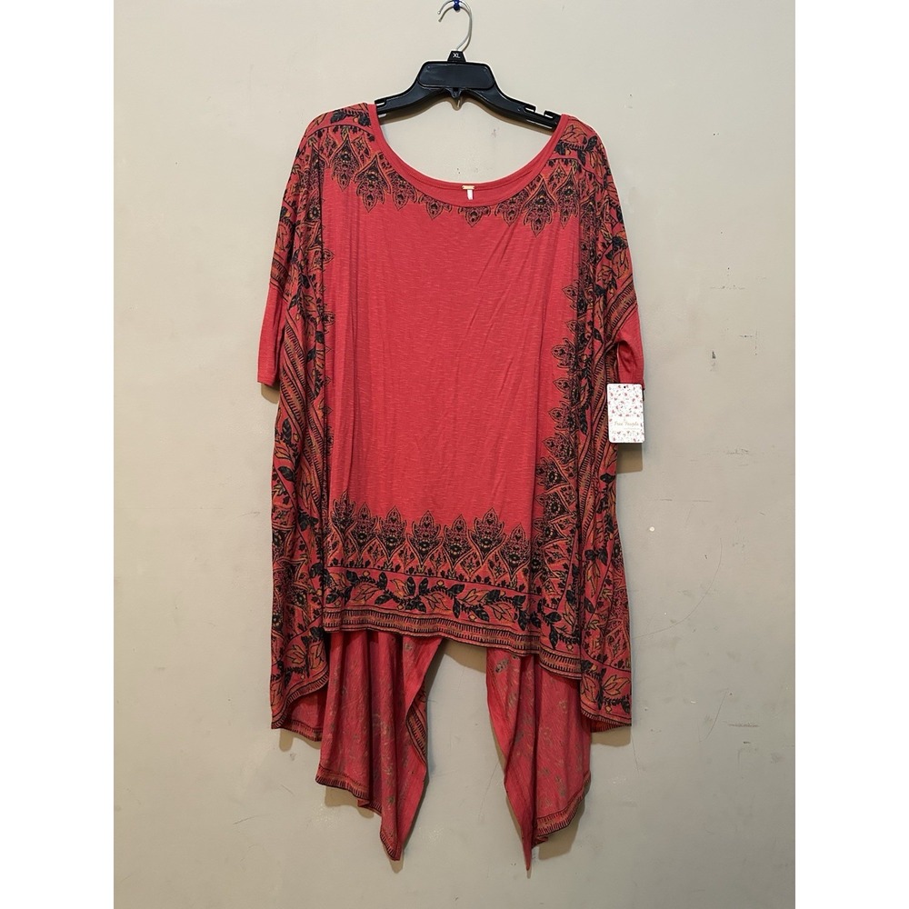 NWT Free People Pimento Co Paisley Floral Print Asymmetrical Tunic Top Sz L